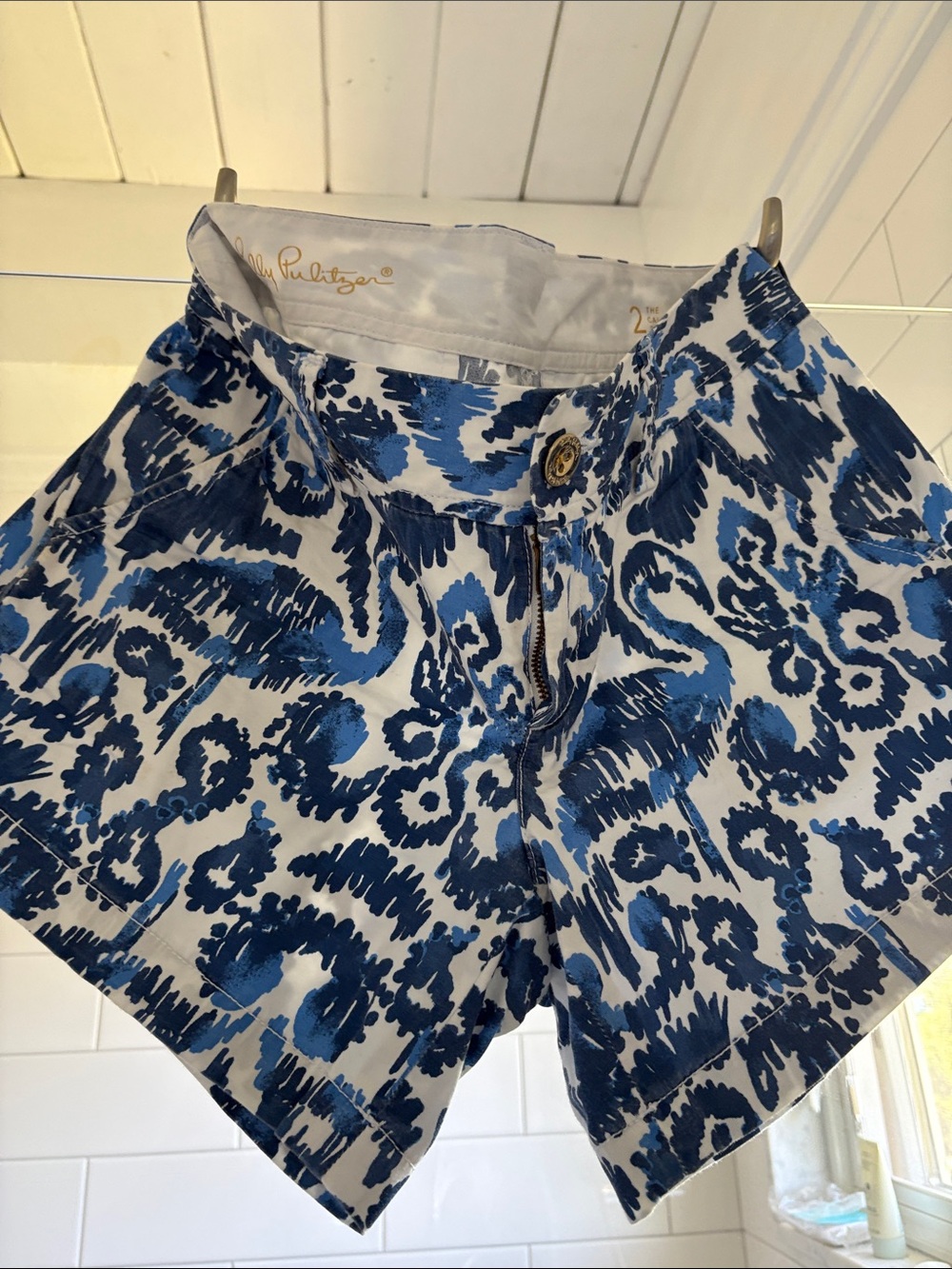Lilly Pulitzer Navy and White Abstract Print Shorts